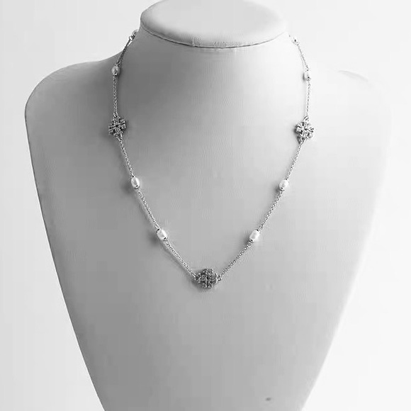 Tory Burch Silver Kira Pearl-Chain Necklace - Picture 3 of 8